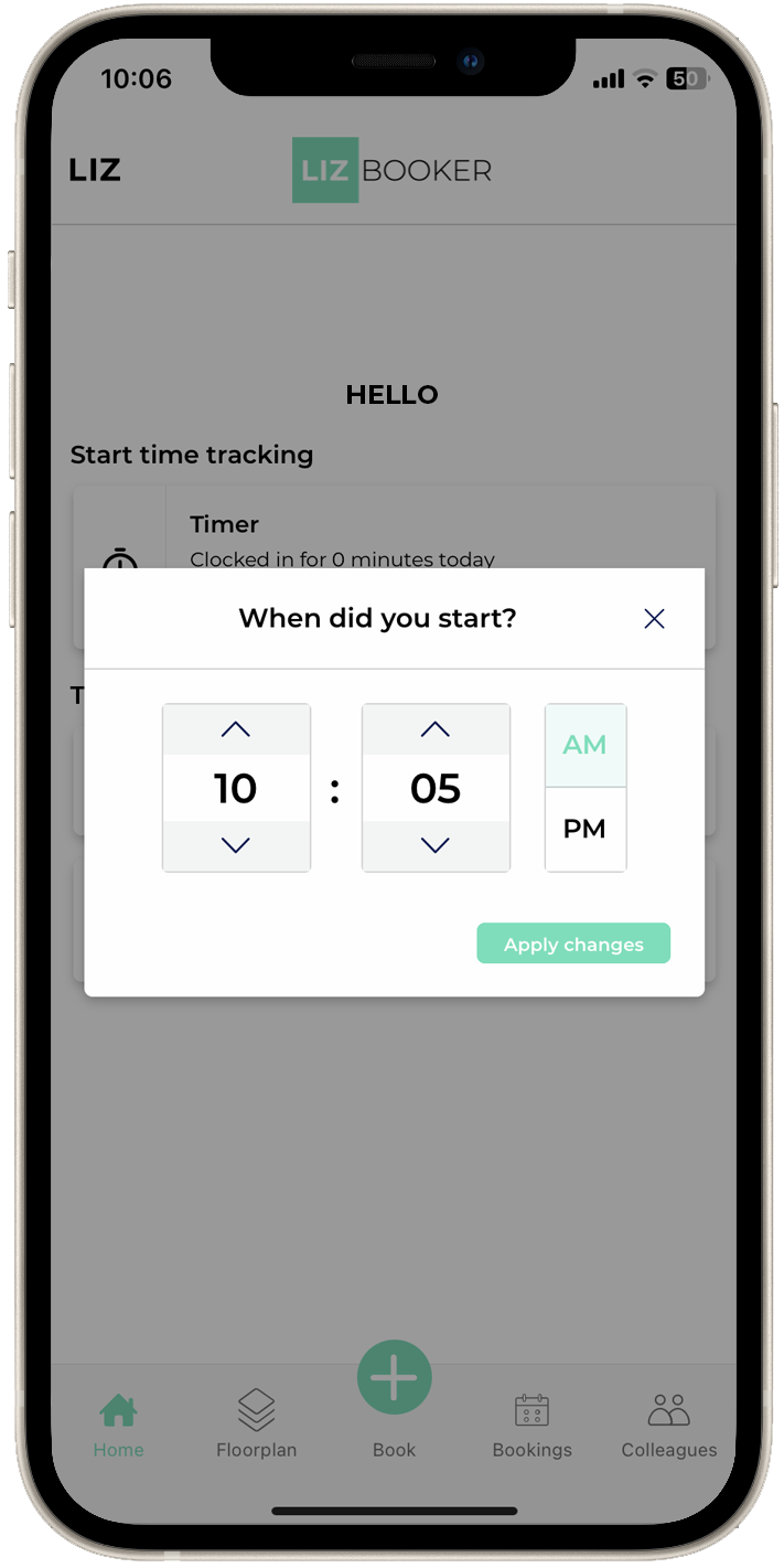 screenshot of LIZ Booker